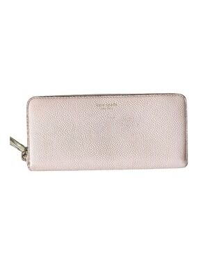KATE SPADE Baby Pink Pebbled Leather Zippered Wallet